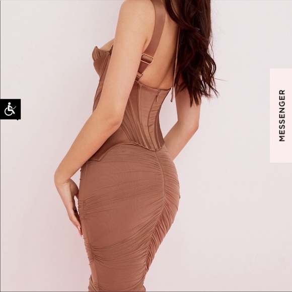 House of CB Talya Toffee Corset Midi Dress - Picture 4 of 10
